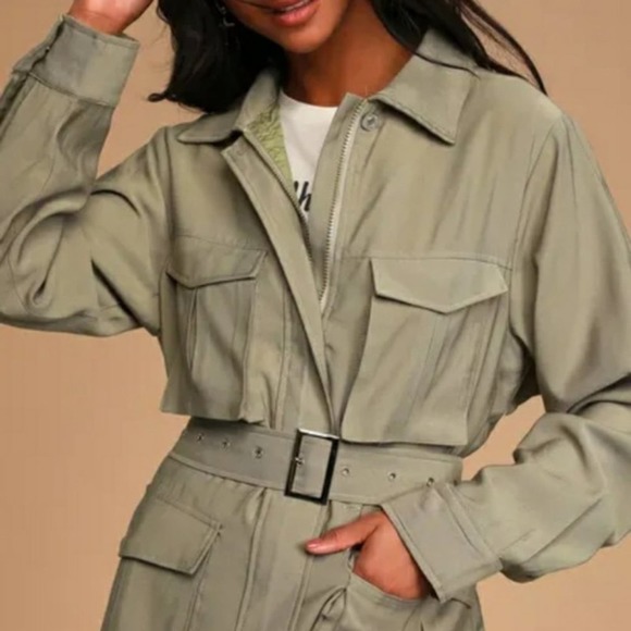 Lulu's Mover & Shaker Belted Utility Jacket Size S - Picture 3 of 8